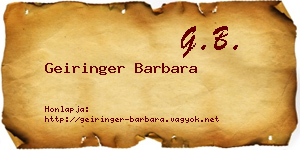 Geiringer Barbara névjegykártya